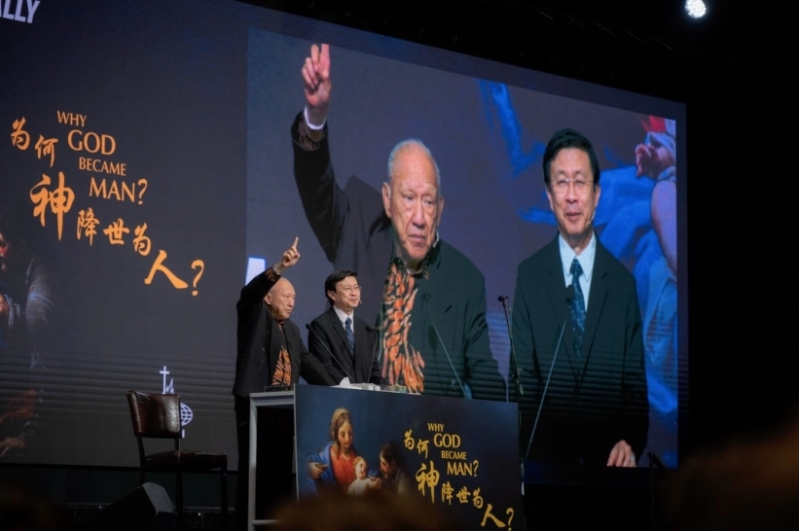 Why did God become man? Rev. Don Tang, 85, passionately preaches the gospel message at the Asian Evangelistic Crusade in Singapore.