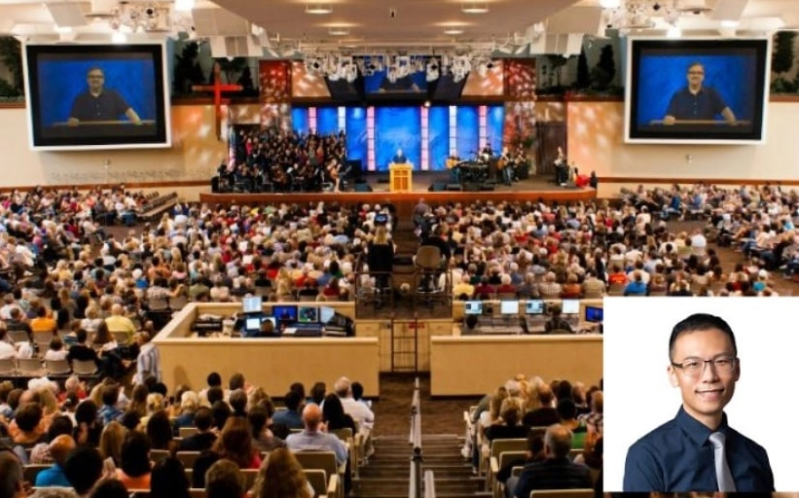 The main sanctuary during a service at Saddleback Church in the United States.